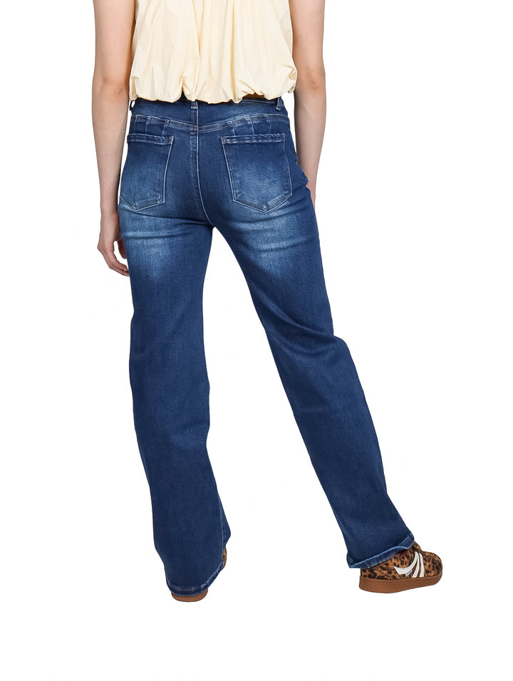 Jeans BE-LU Rectos Color Stone Oscuro para Mujer