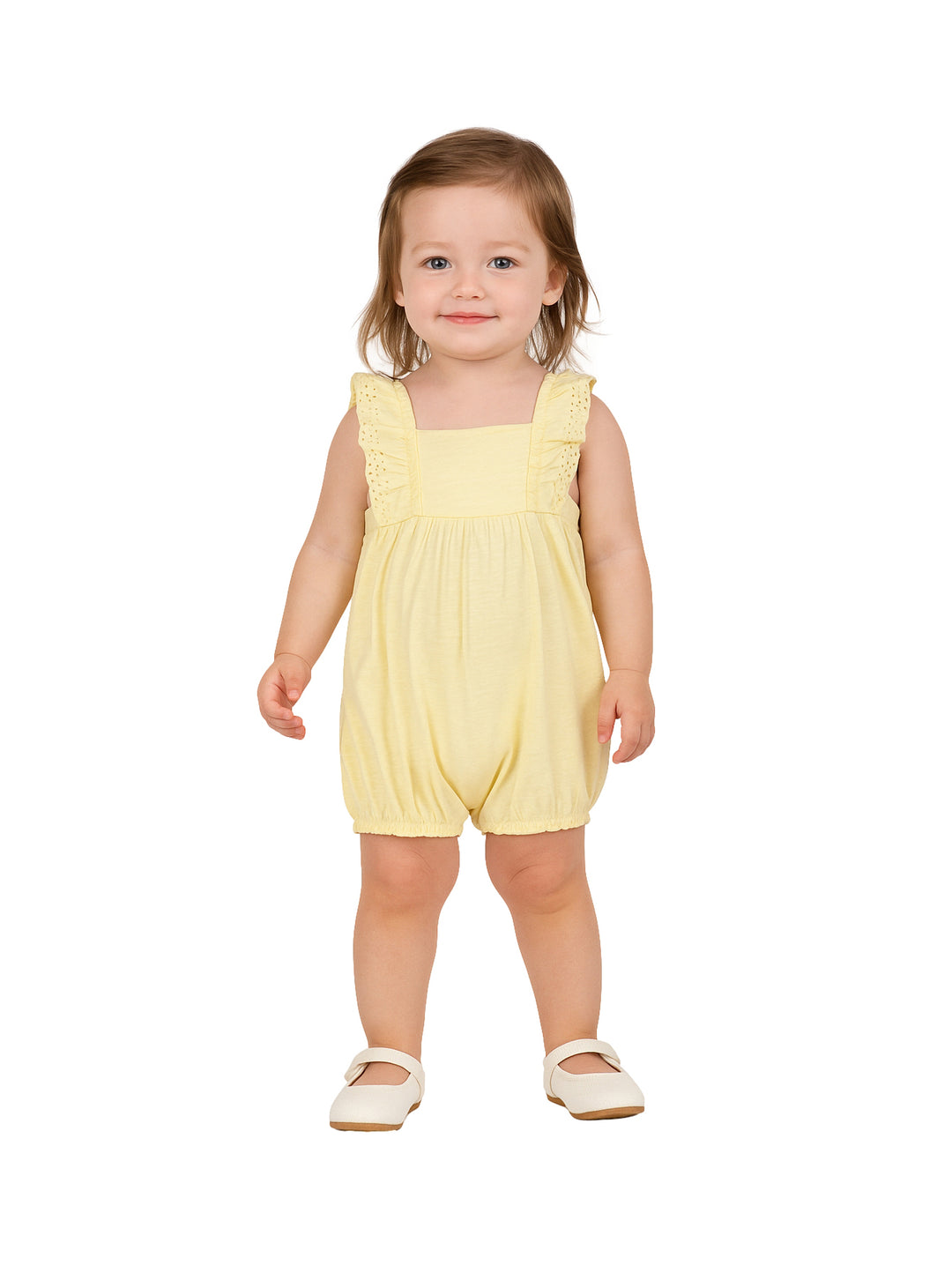 Niña pequeña vistiendo un romper amarillo de CARTER&