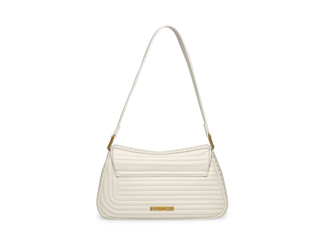 Bolso de hombro Steve Madden color bone con textura acolchada y herrajes dorados.