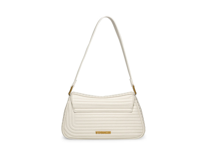 Bolso de hombro Steve Madden color bone con textura acolchada y herrajes dorados.
