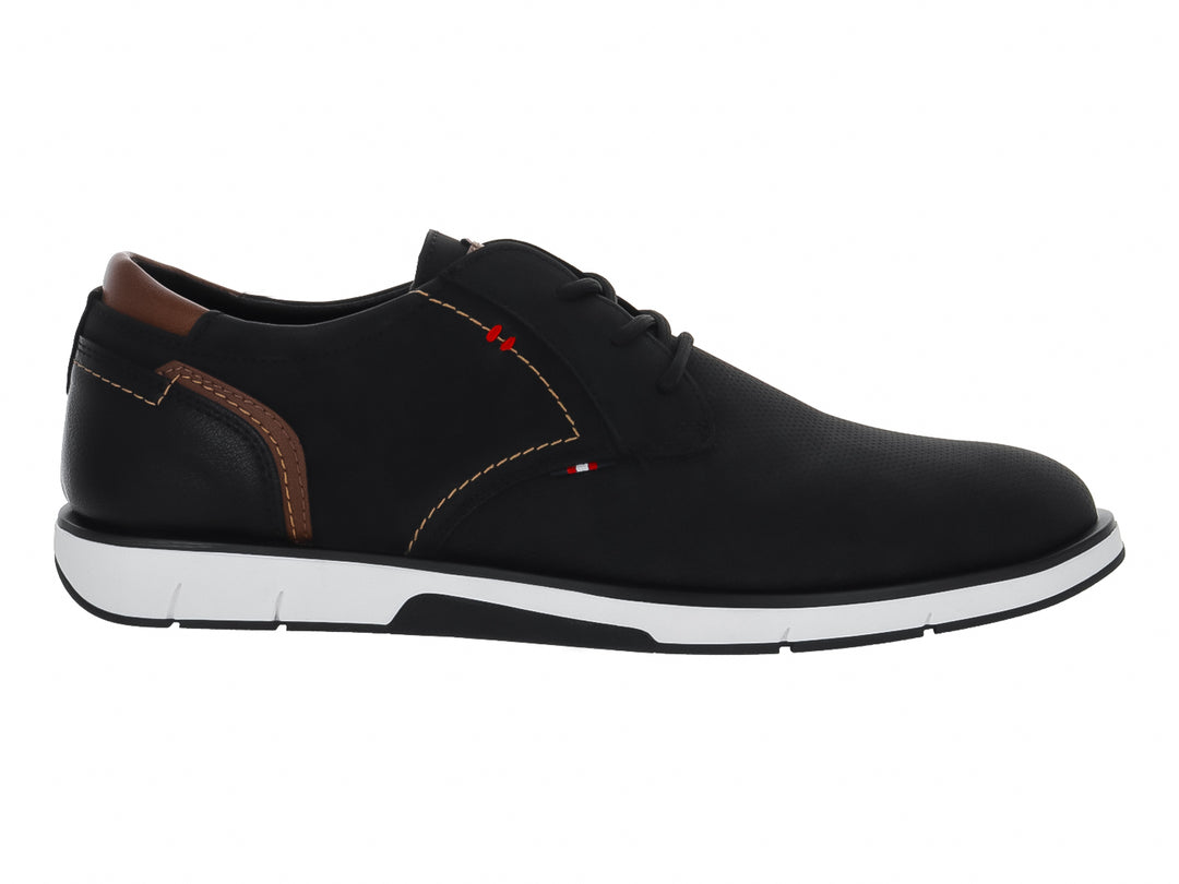 Zapato casual Clasben color negro con suela blanca y detalles en color café.