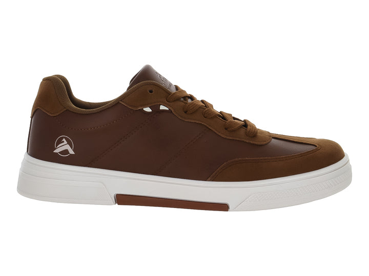 Zapato casual color camel con suela blanca y cordones.