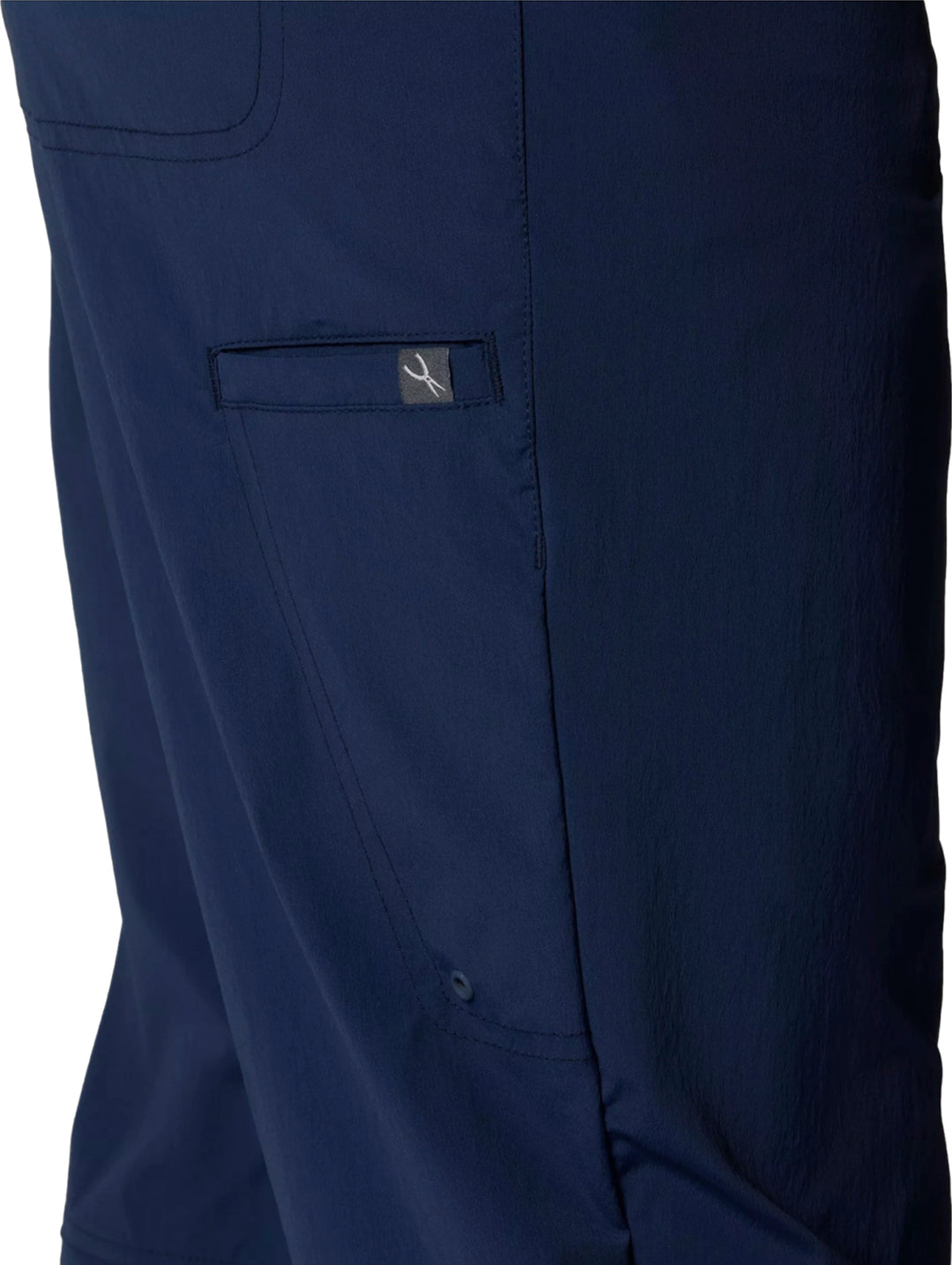 Pantalones deportivos Columbia Shadowcaster Guide Pant 2 en color azul marino, vista frontal sobre modelo.