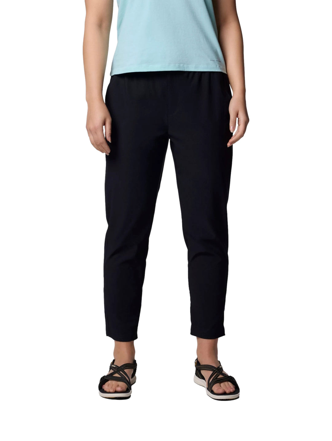 Pantalones Columbia Cedar Crest color negro, de corte recto y cintura elástica.