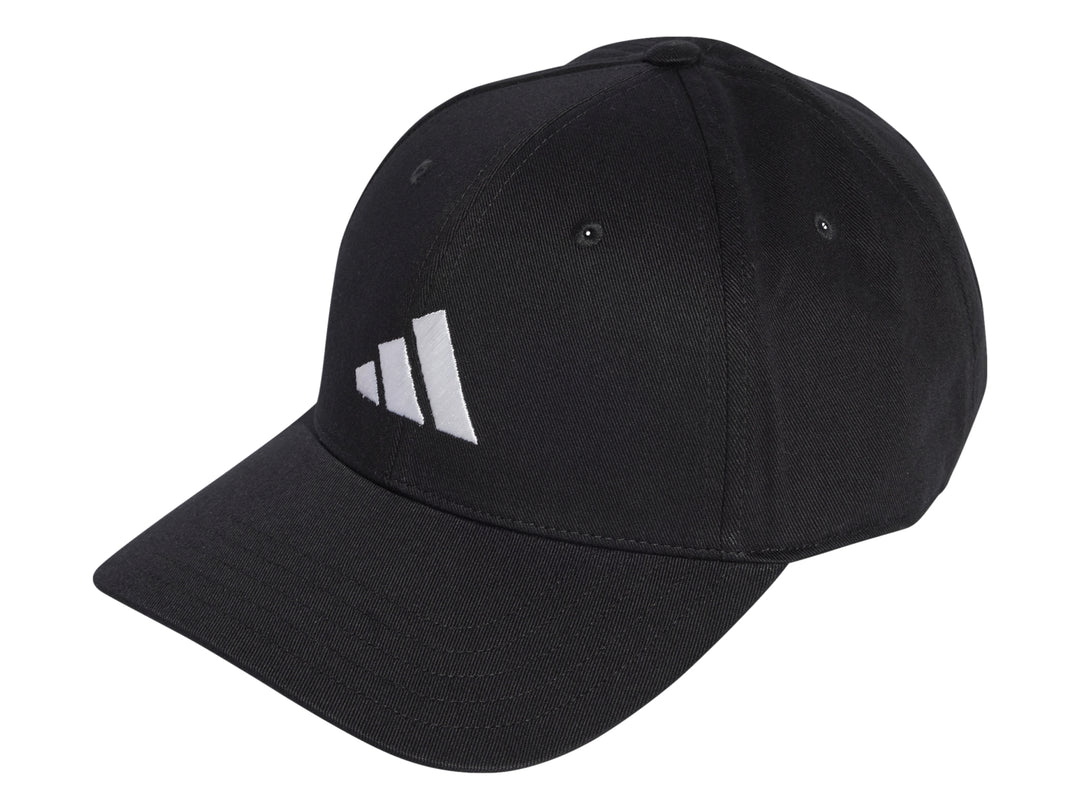Gorra de béisbol Adidas color negro con logotipo blanco en el frente.