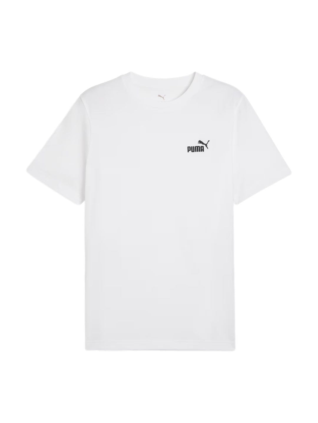 Hombre vistiendo una playera blanca de manga corta PUMA con un logotipo pequeño en el pecho.
