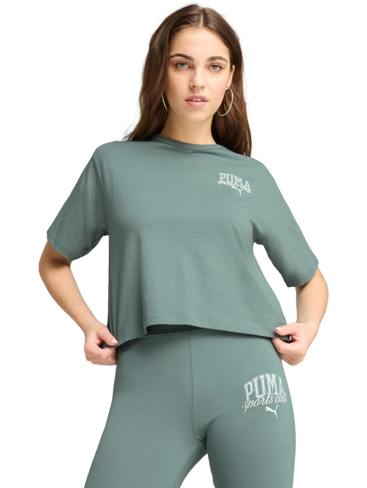 Playera Crop PUMA Class Relaxed Verde para Mujer