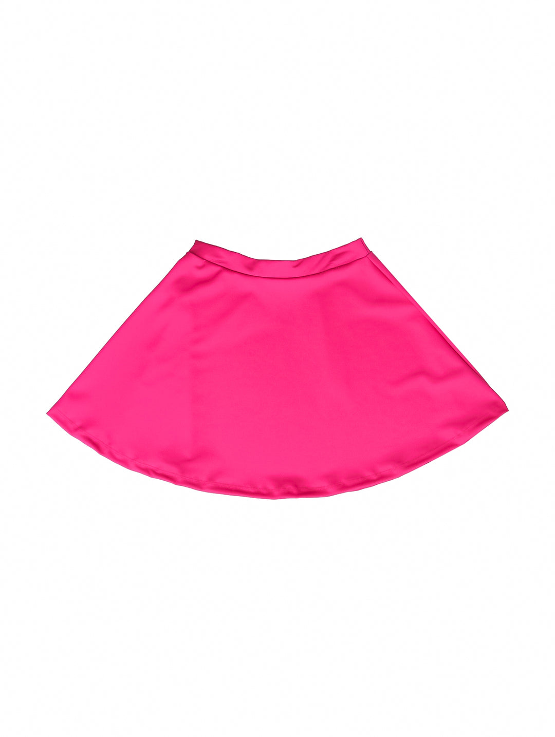 Falda color fucsia para niña con corte acampanado sobre fondo blanco.