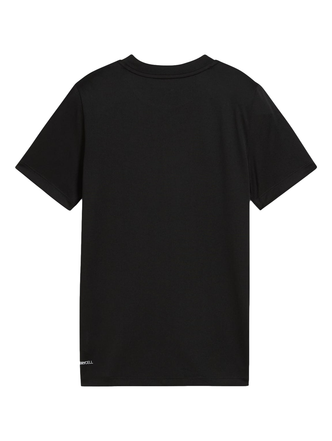 Niño vistiendo playera deportiva Puma de color negro con logo blanco en el pecho.