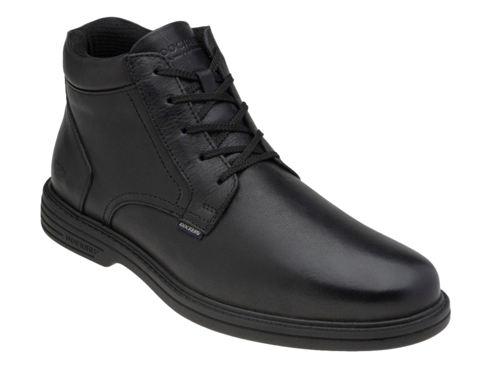 Botín casual color negro para hombre con agujetas y acabado liso.