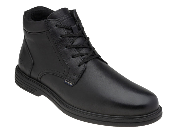 Botín casual color negro para hombre con agujetas y acabado liso.