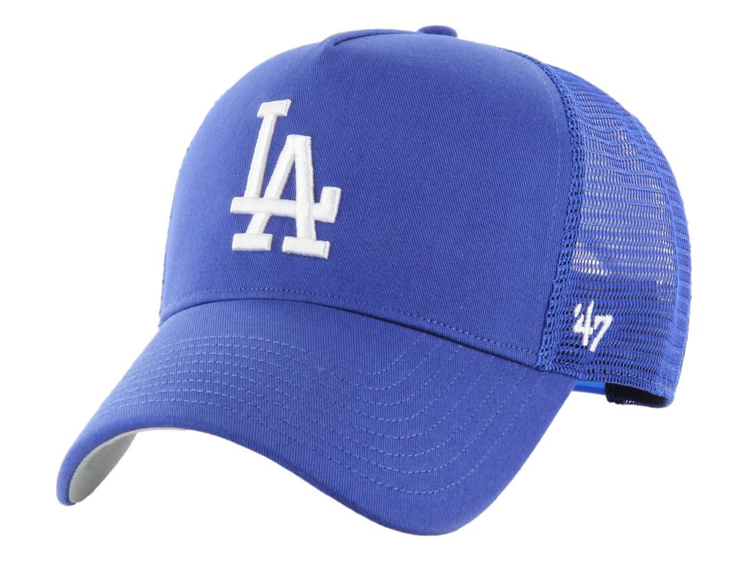 Gorra de béisbol azul royal con logo blanco de los Dodgers y parte posterior de malla.