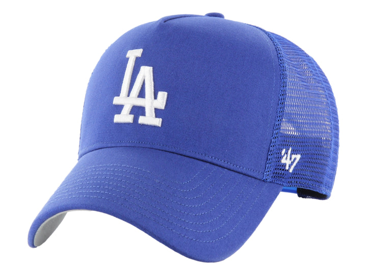 Gorra de béisbol azul royal con logo blanco de los Dodgers y parte posterior de malla.