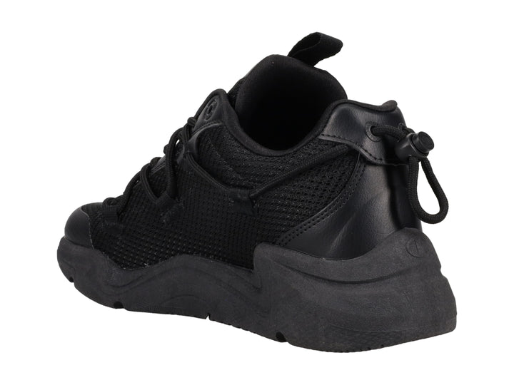 Tenis deportivos Champion color negro con diseño chunky y detalles de malla.