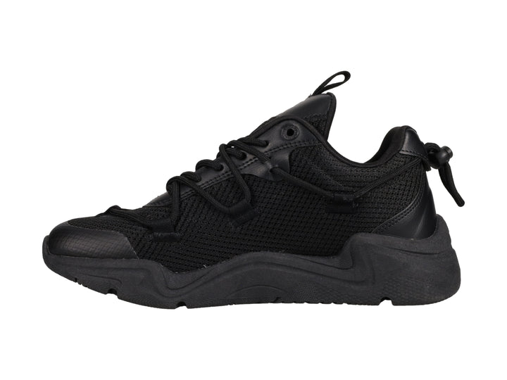 Tenis deportivos Champion color negro con diseño chunky y detalles de malla.