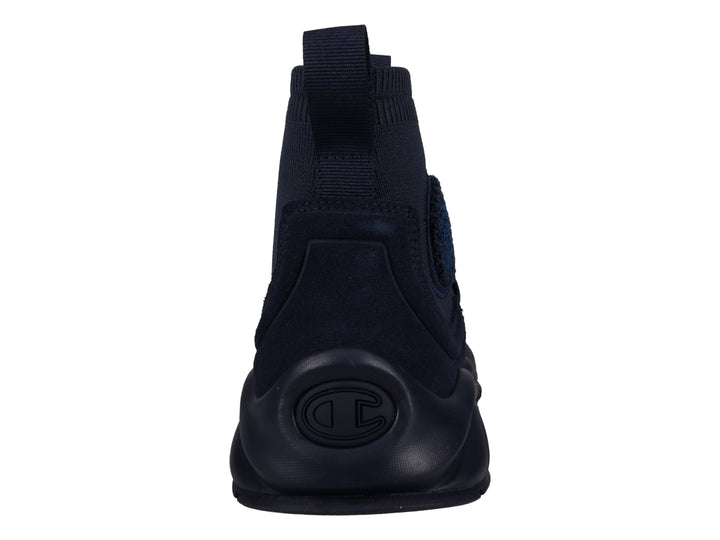 Tenis deportivos Champion modelo Rally Pro en color navy, diseño tipo calcetín sin cordones y suela robusta.