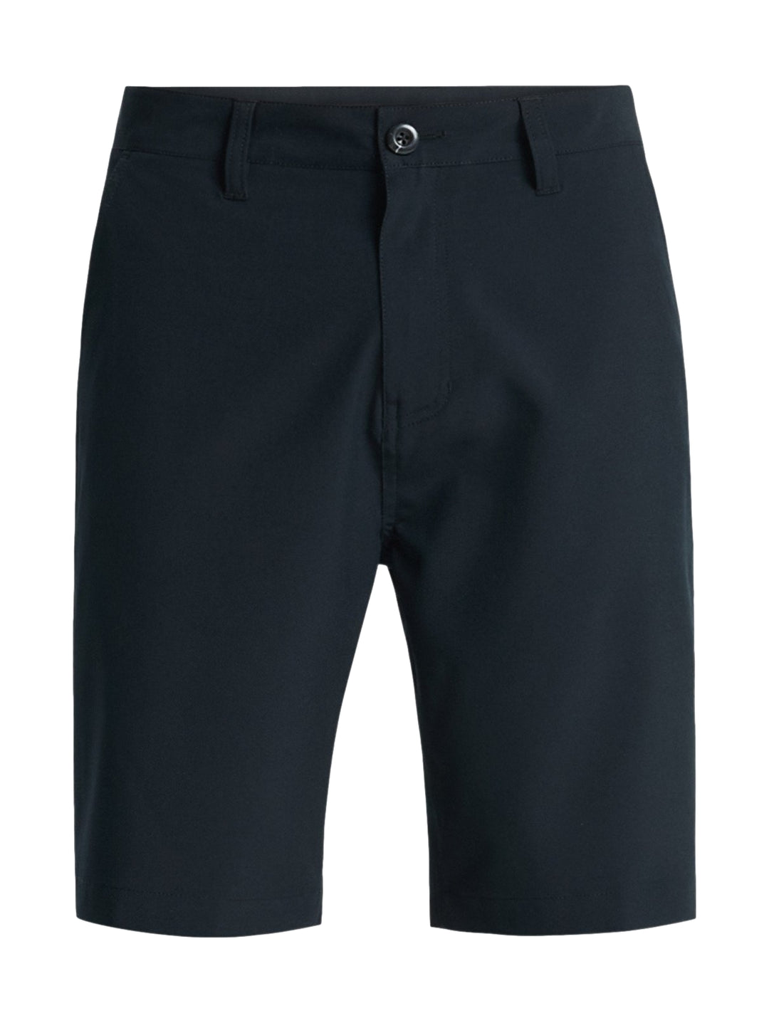 Hombre vistiendo shorts de surf color negro de la marca Quiksilver.