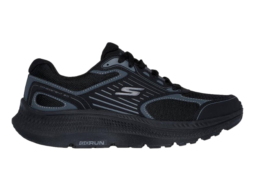 Tenis deportivos Skechers Run Consistent 2.0 en color negro con detalles en gris para hombre.