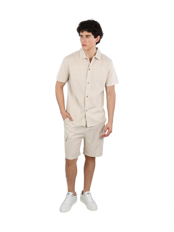 Conjunto Giovanni Gali Camisa y Short Khaki para Hombre
