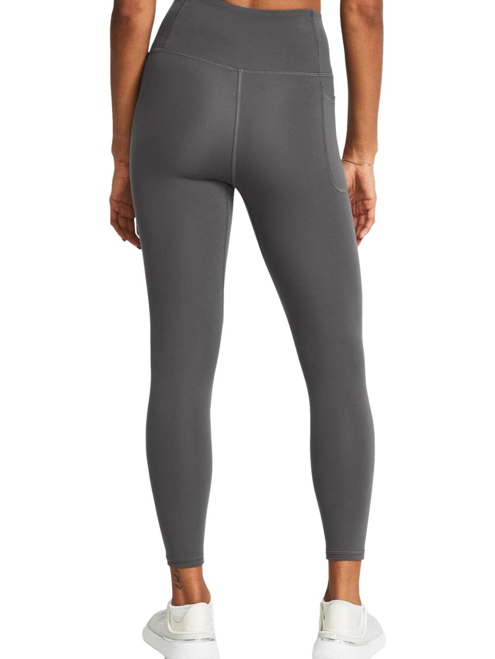 Leggings deportivos Under Armour color gris oscuro, ajustados al tobillo.