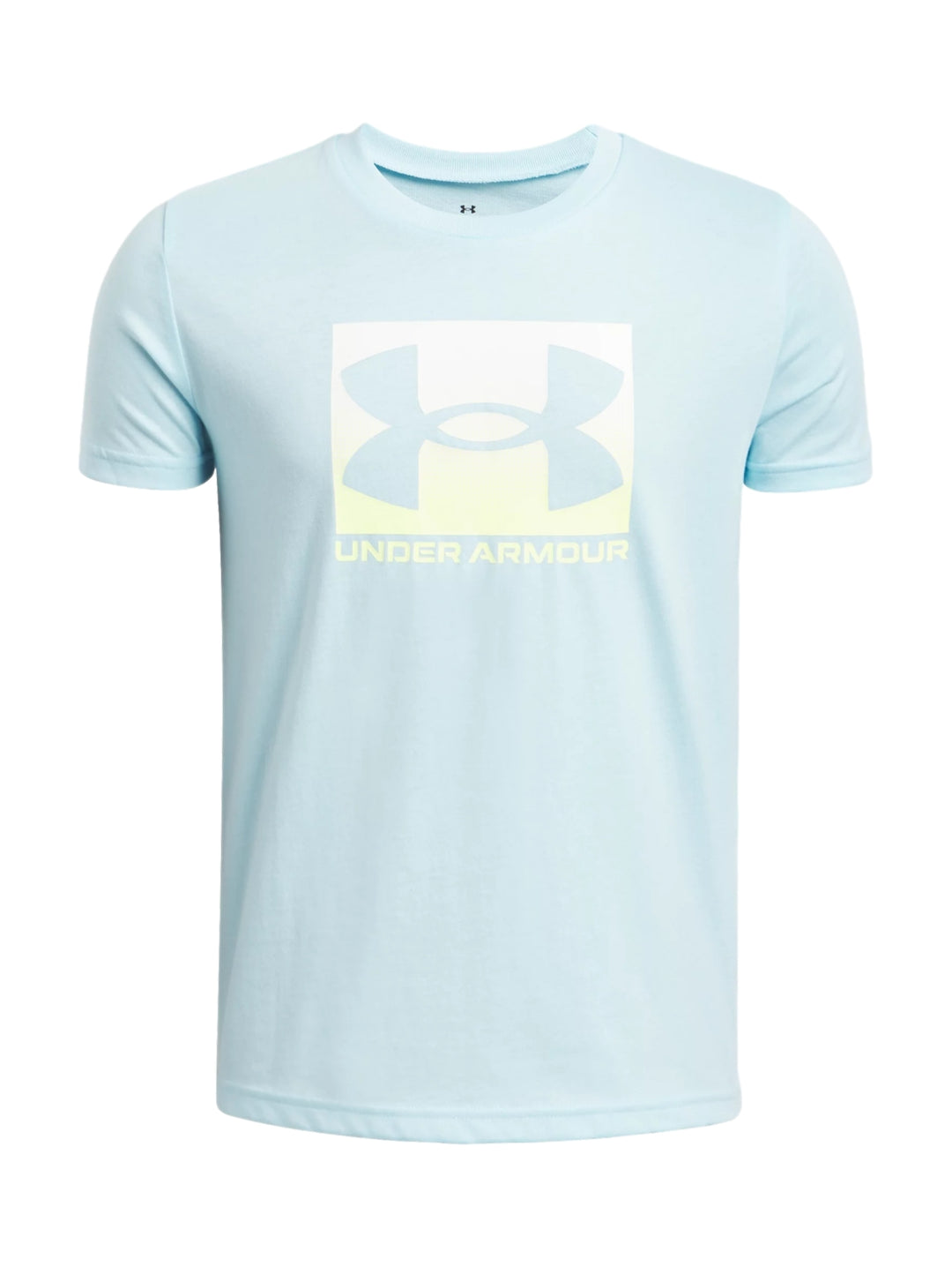 Camiseta deportiva Under Armour de color azul claro con logotipo frontal.