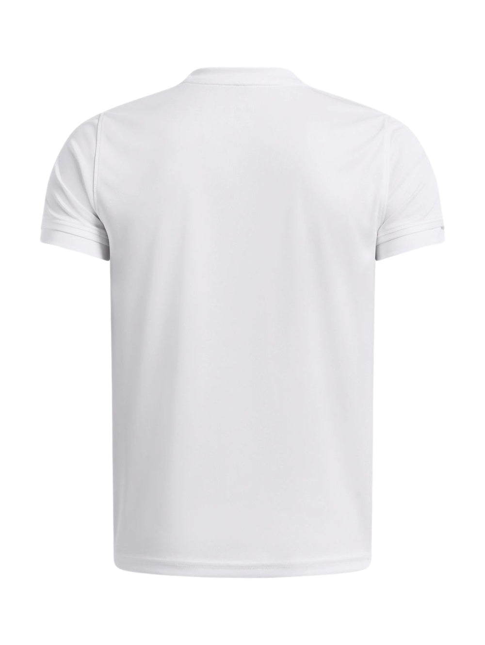 Camiseta deportiva blanca de manga corta con logotipo de Under Armour en el pecho.