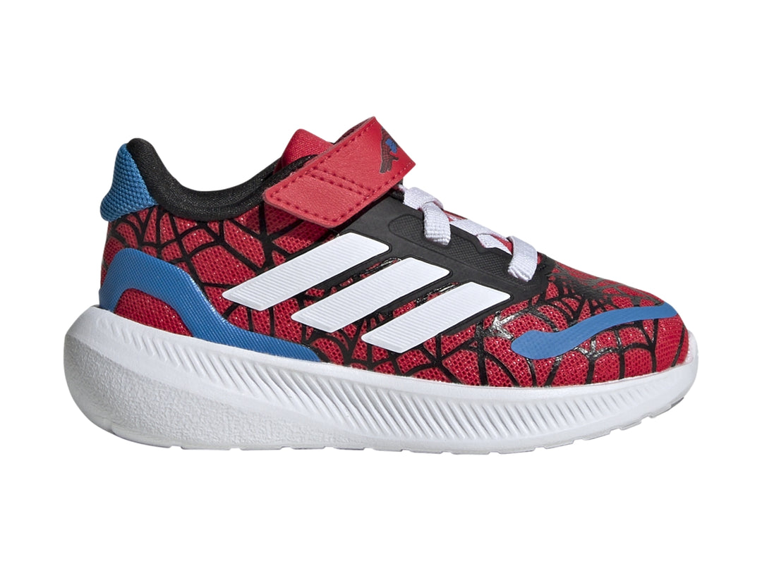 Tenis Adidas Runfalcon 3.0 para bebé con diseño de Spider-Man en colores rojo, blanco y azul.