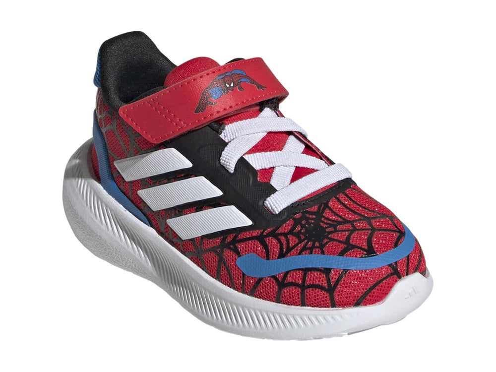 Tenis Adidas Runfalcon 3.0 para bebé con diseño de Spider-Man en colores rojo, blanco y azul.