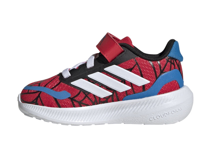 Tenis Adidas Runfalcon 3.0 para bebé con diseño de Spider-Man en colores rojo, blanco y azul.