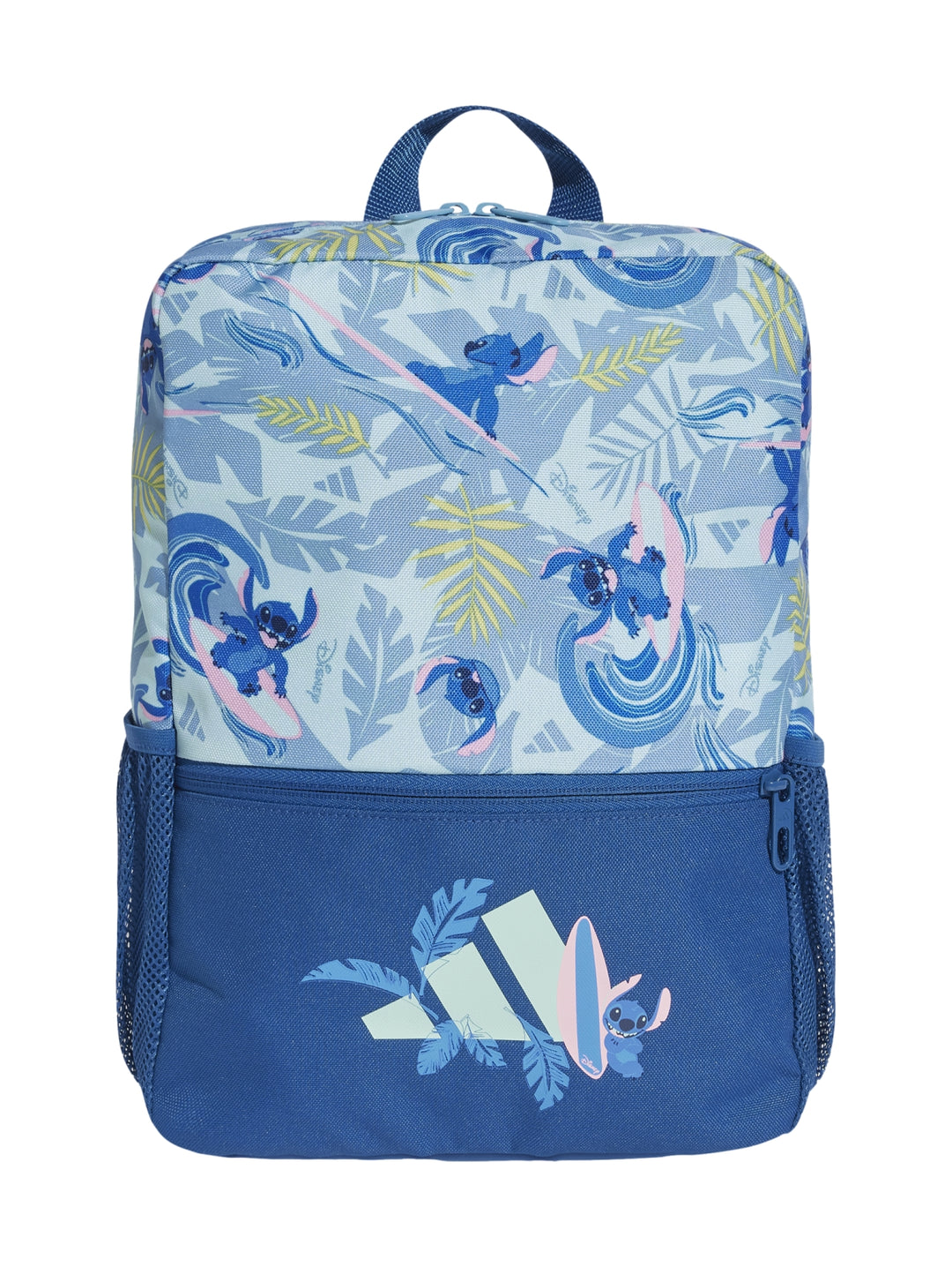 Mochila escolar Adidas azul con estampado de Stitch de Disney surfeando