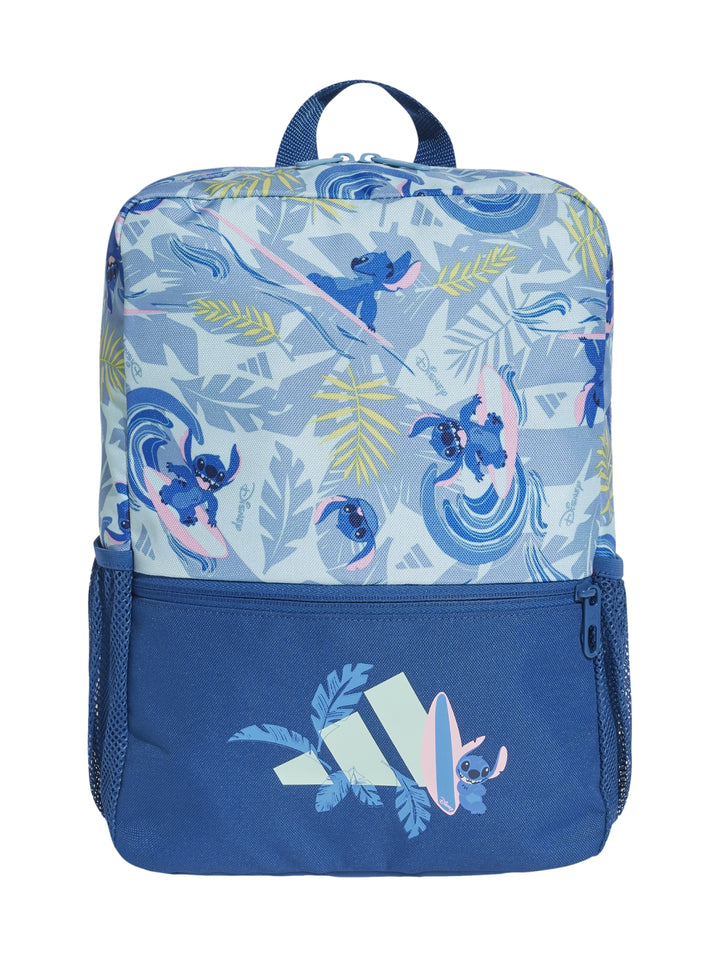 Mochila escolar Adidas azul con estampado de Stitch de Disney surfeando