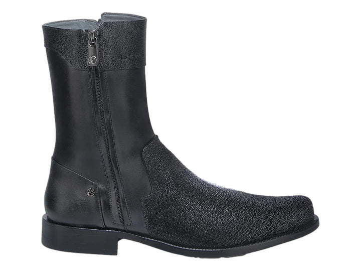 Botas Cuadra de Piel de Mantarraya Negro para Hombre