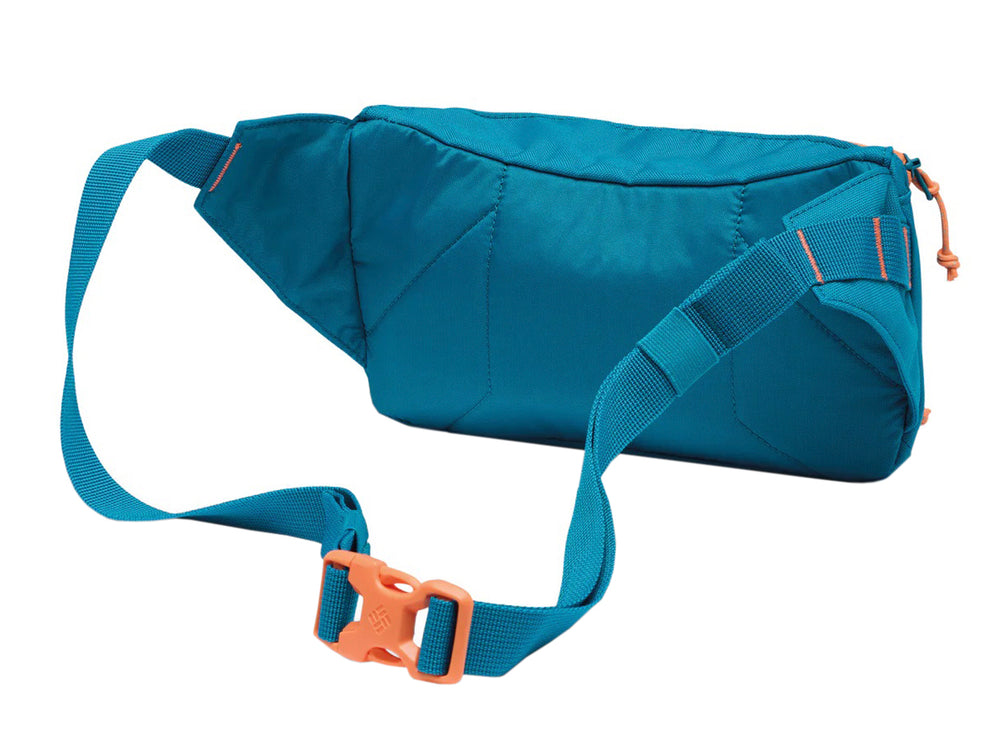 Riñonera Columbia azul echo con detalles en naranja y diseño de Disney, ideal para actividades al aire libre.