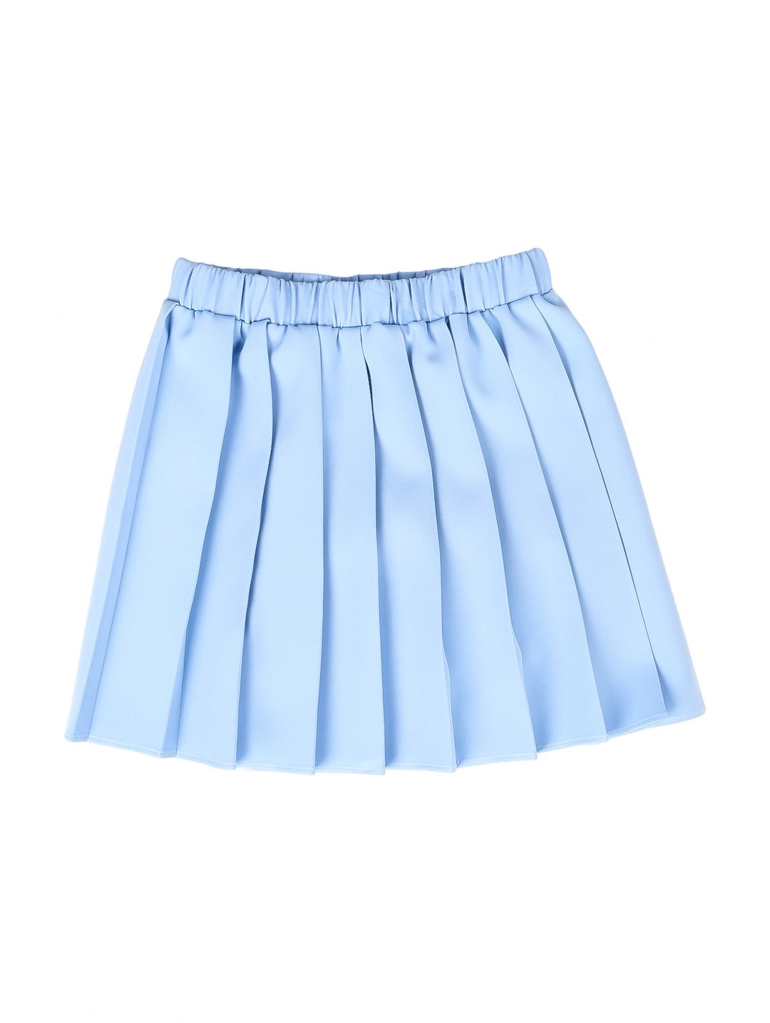 Falda plisada de color azul claro para niña con cintura elástica.