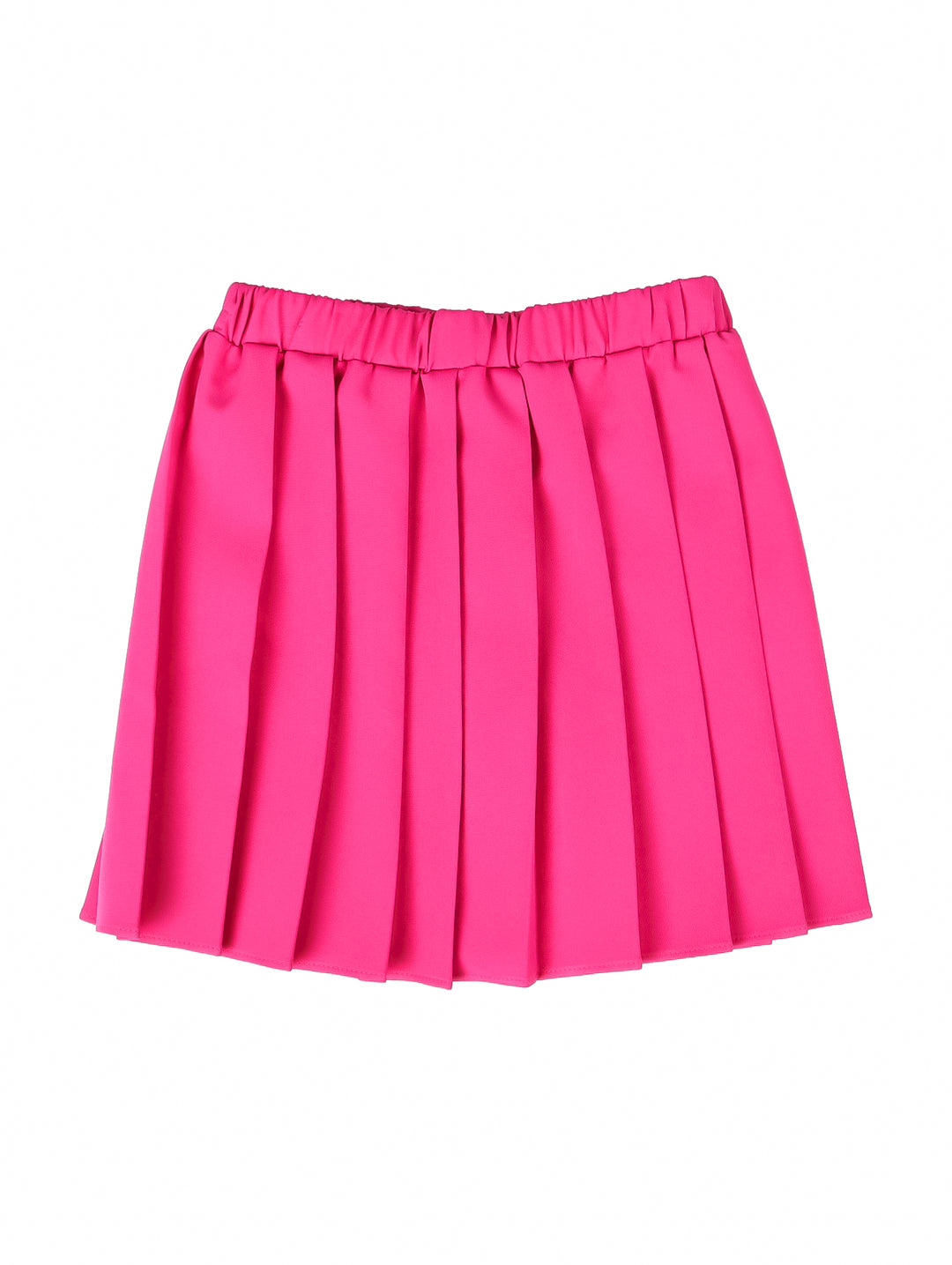 Falda tableada de color fucsia con cintura elástica para niña.