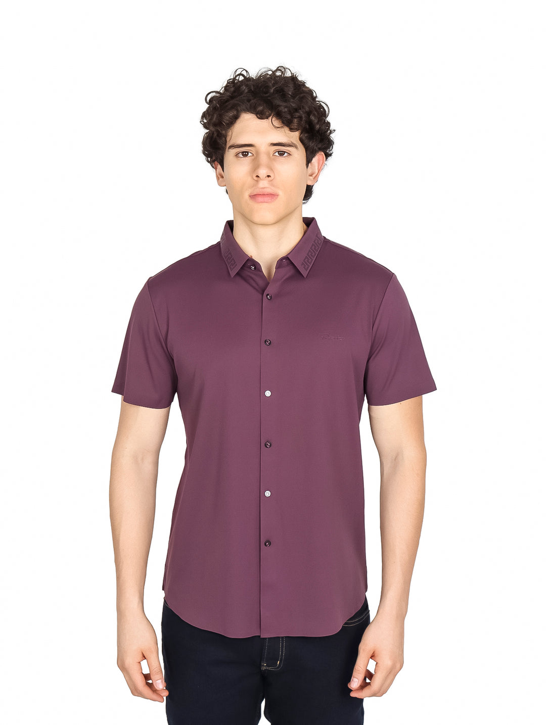 Camisa Bratto Manga Corta Lila para Hombre