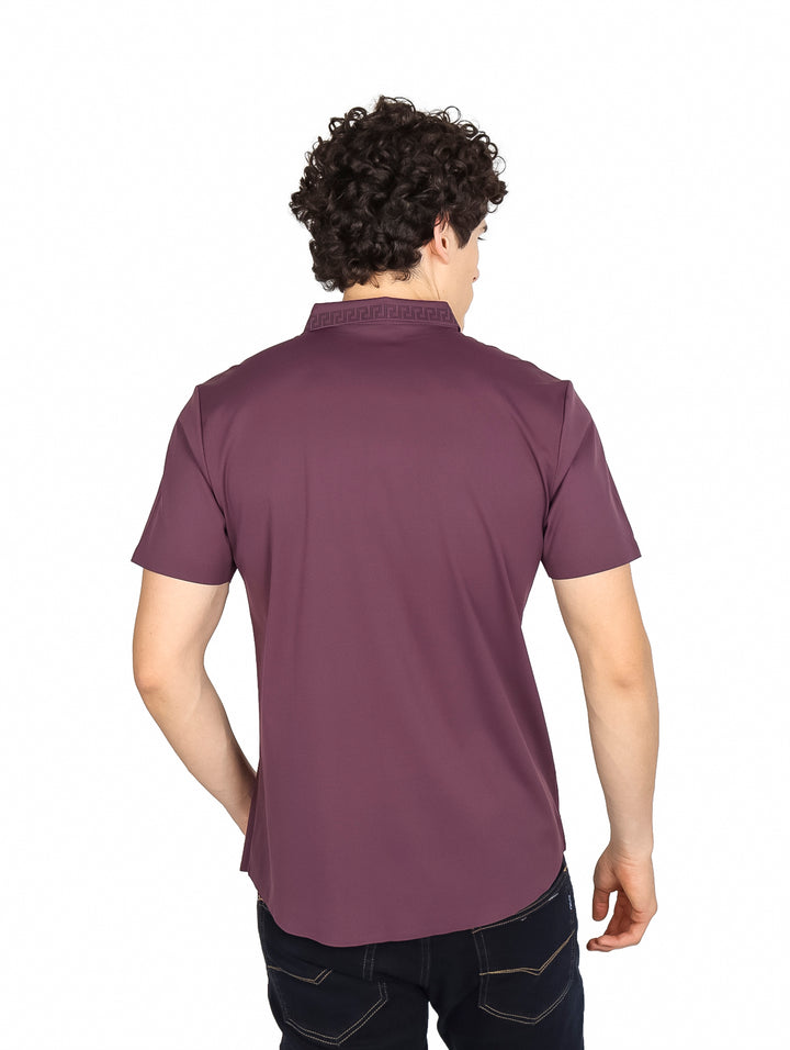 Camisa Bratto Manga Corta Lila para Hombre