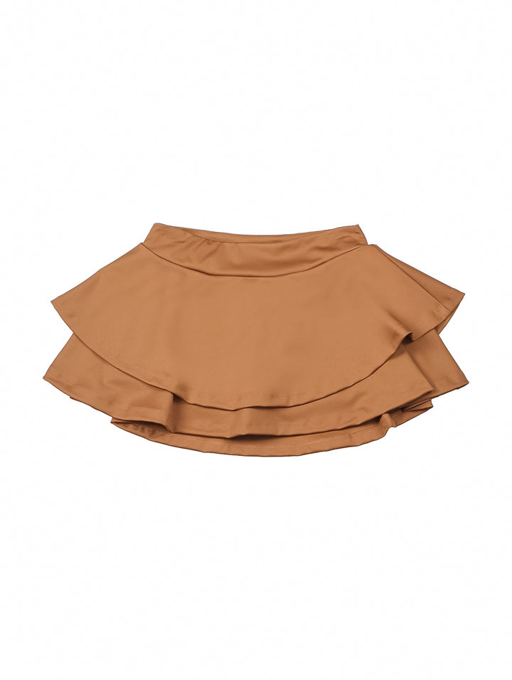 Falda Frikha con Olanes Color Moka para Mujer
