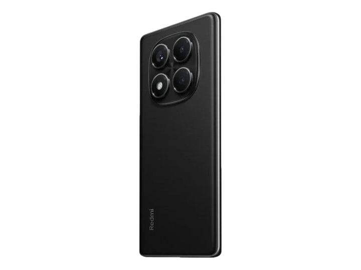 Smartphone Redmi Note 14 Pro en color Midnight Black, vista frontal y posterior.