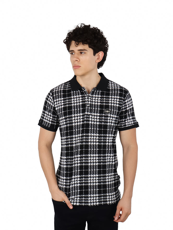 Playera Polo Barabas Negro con Blanco para Hombre