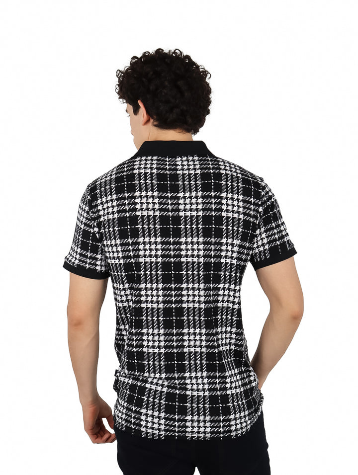 Playera Polo Barabas Negro con Blanco para Hombre