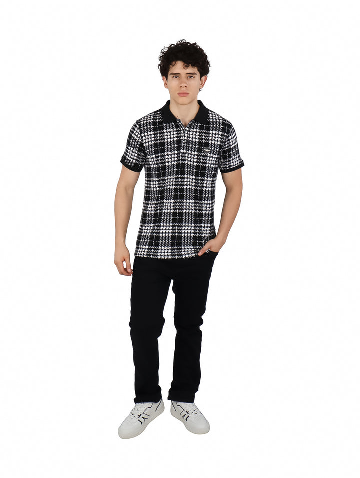 Playera Polo Barabas Negro con Blanco para Hombre