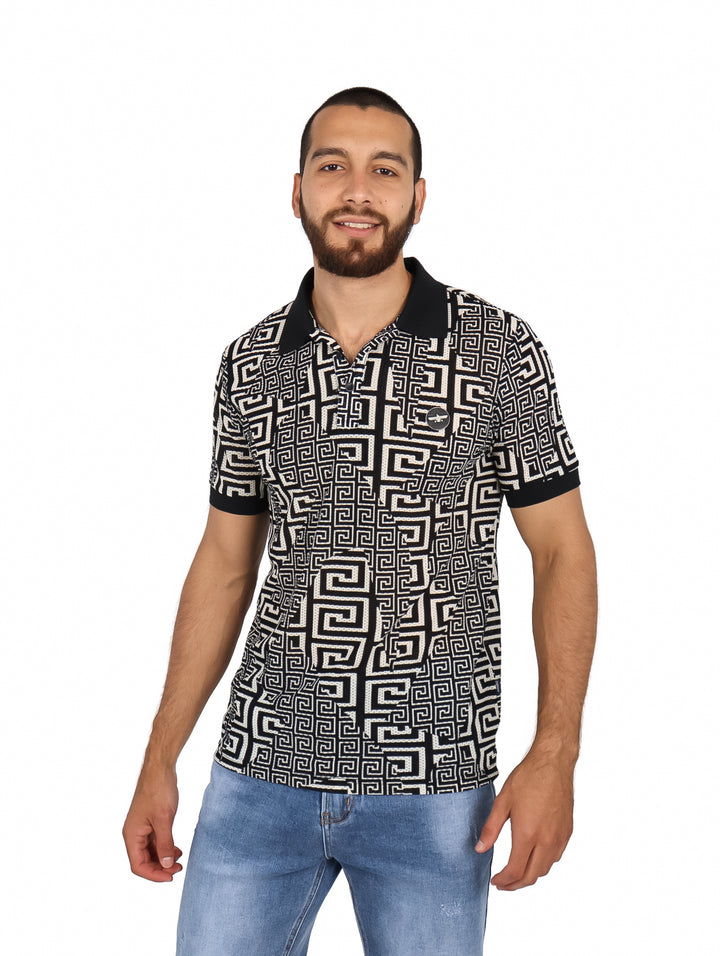Playera Polo Barabas Negro con Crema para Hombre