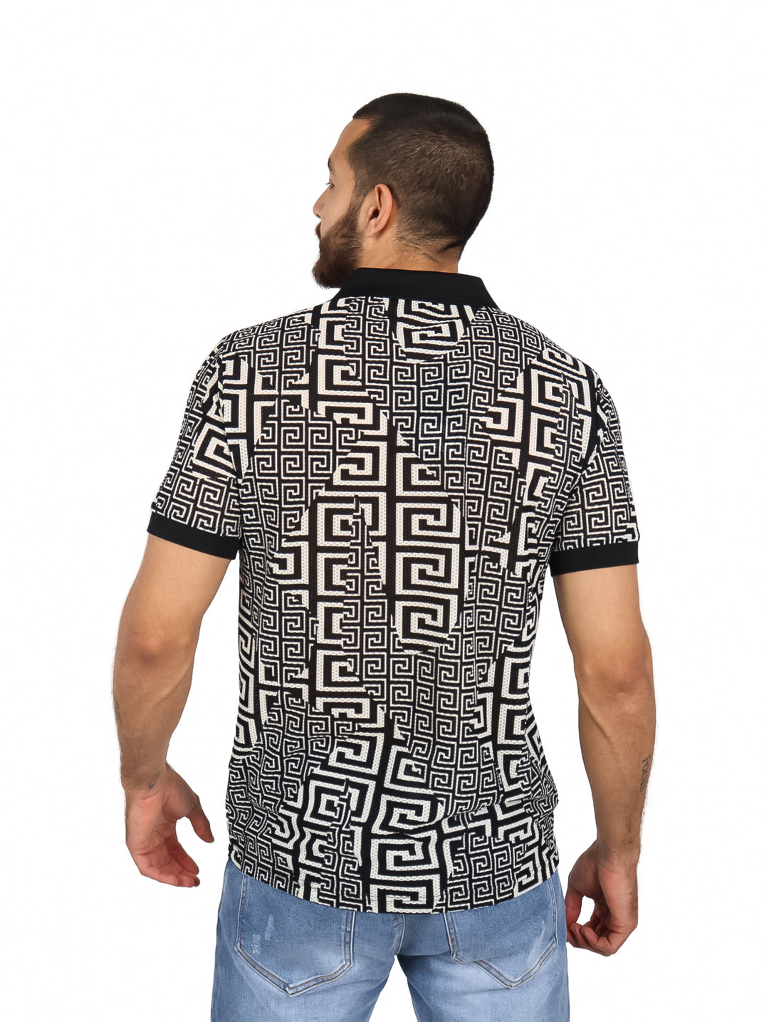 Playera Polo Barabas Negro con Crema para Hombre