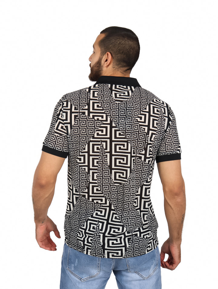 Playera Polo Barabas Negro con Crema para Hombre