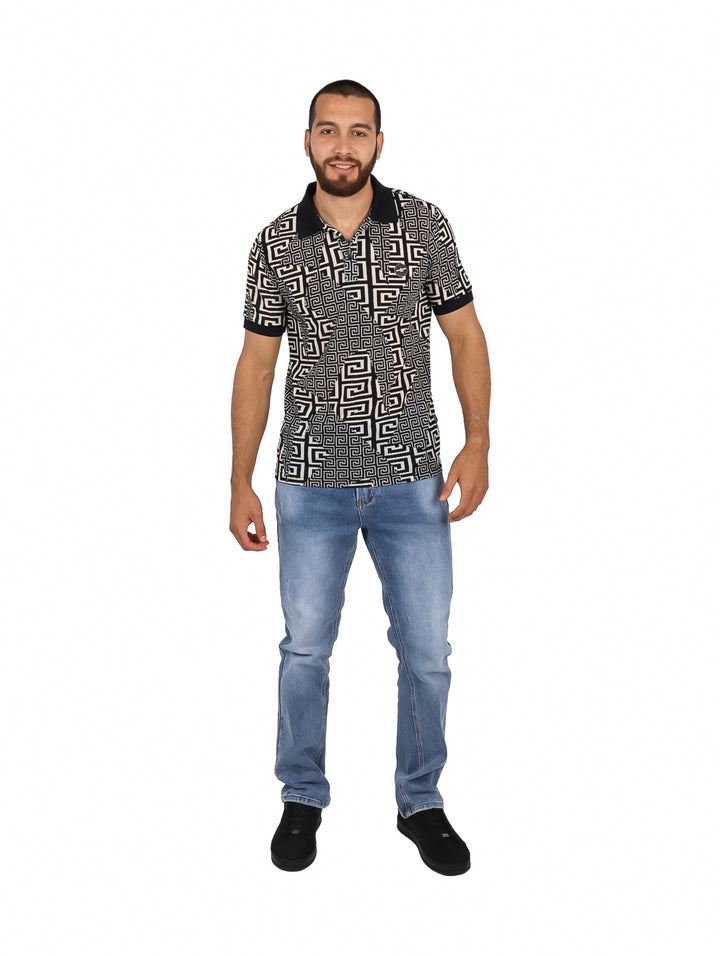 Playera Polo Barabas Negro con Crema para Hombre