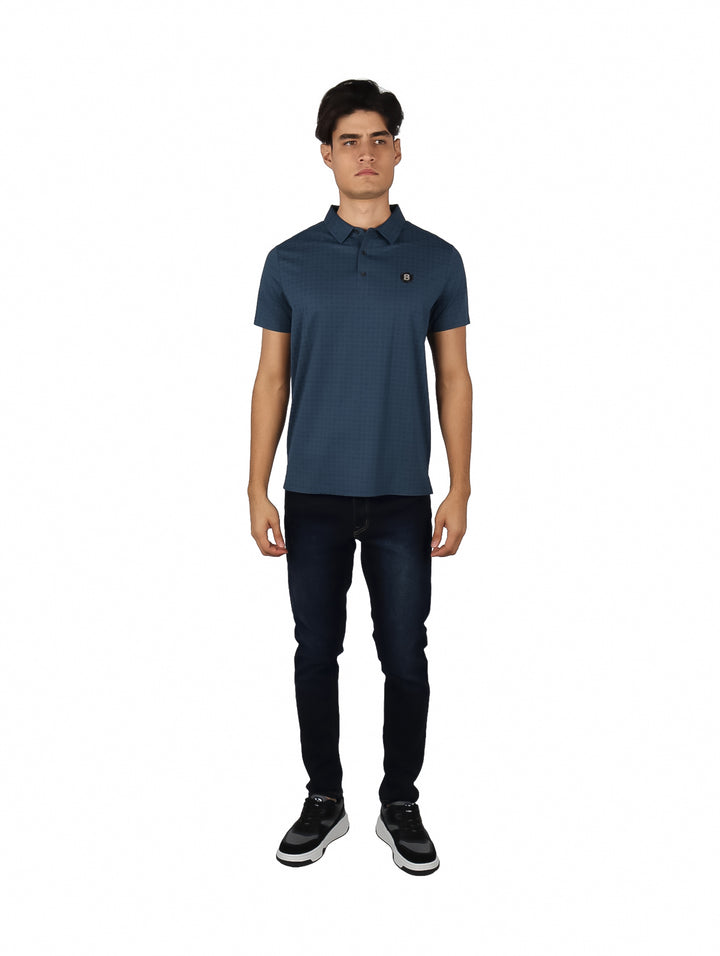 Playera Polo Barabas Azul Baritone Manga Corta