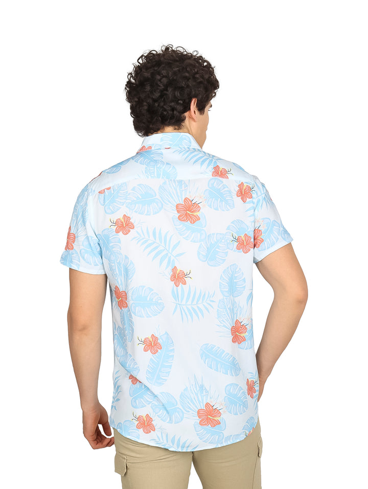 Camisa Hawaiana American Fly Azul Cielo para Hombre