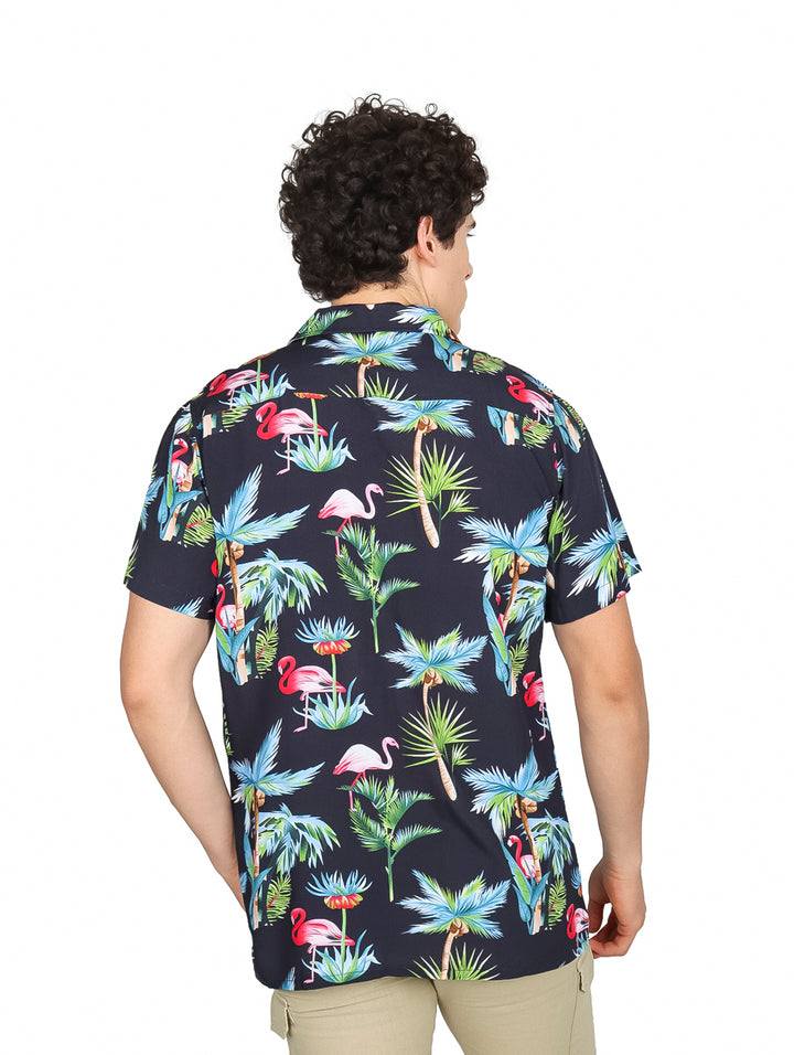 Camisa Hawaiana American Fly Negro para Hombre