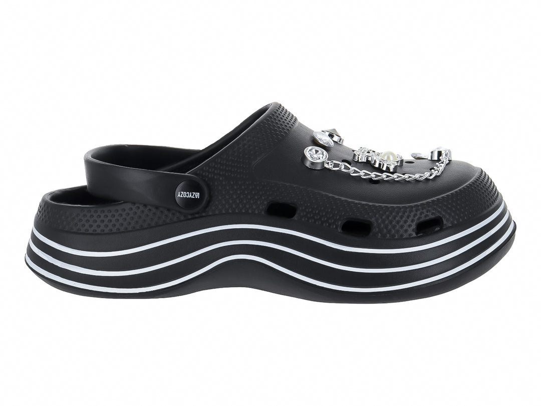 Sandalias Clogs LazyCozy Negro para Mujer